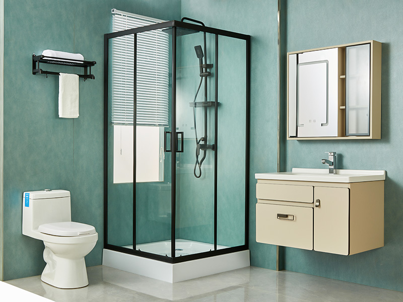 Box Doccia Scorrevole SQ, Vetro Temperato Trasparente, Profilo in Alluminio Nero, Maniglia Doppi Fori, Con Vassoio Box Doccia Scorrevole SQ, Vetro Temperato Trasparente, Profilo in Alluminio Nero, Maniglia Doppi Fori, Con Vassoio