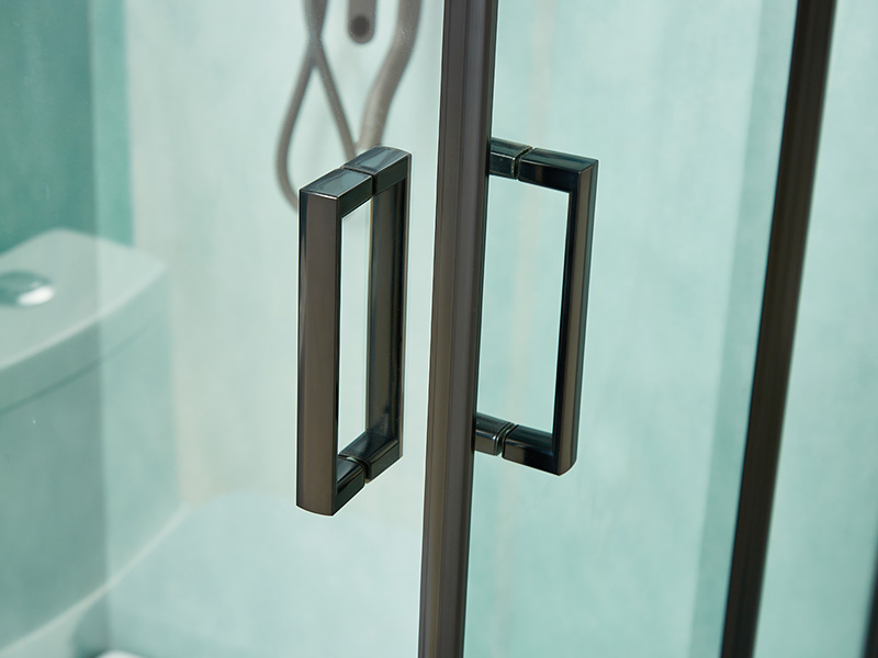 Box Doccia Scorrevole SQ, Vetro Temperato Trasparente, Profilo in Alluminio Nero, Maniglia Doppi Fori, Con Vassoio Box Doccia Scorrevole SQ, Vetro Temperato Trasparente, Profilo in Alluminio Nero, Maniglia Doppi Fori, Con Vassoio