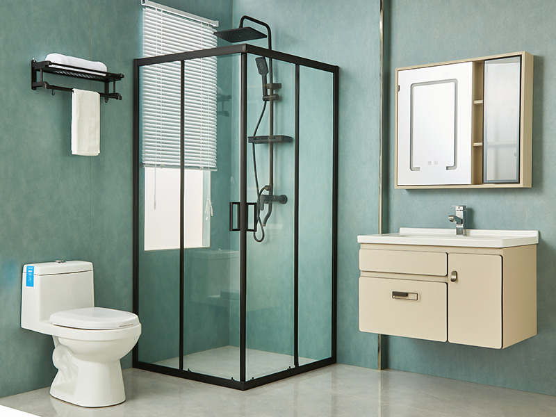 Box Doccia Scorrevole SQ, Vetro Temperato Trasparente, Profilo in Alluminio Nero, Maniglia Doppi Fori, Con Vassoio Box Doccia Scorrevole SQ, Vetro Temperato Trasparente, Profilo in Alluminio Nero, Maniglia Doppi Fori, Con Vassoio