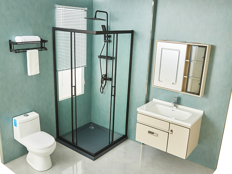 Box Doccia Scorrevole SQ, Vetro Temperato Trasparente, Profilo in Alluminio Nero, Maniglia Doppi Fori, Con Vassoio Box Doccia Scorrevole SQ, Vetro Temperato Trasparente, Profilo in Alluminio Nero, Maniglia Doppi Fori, Con Vassoio