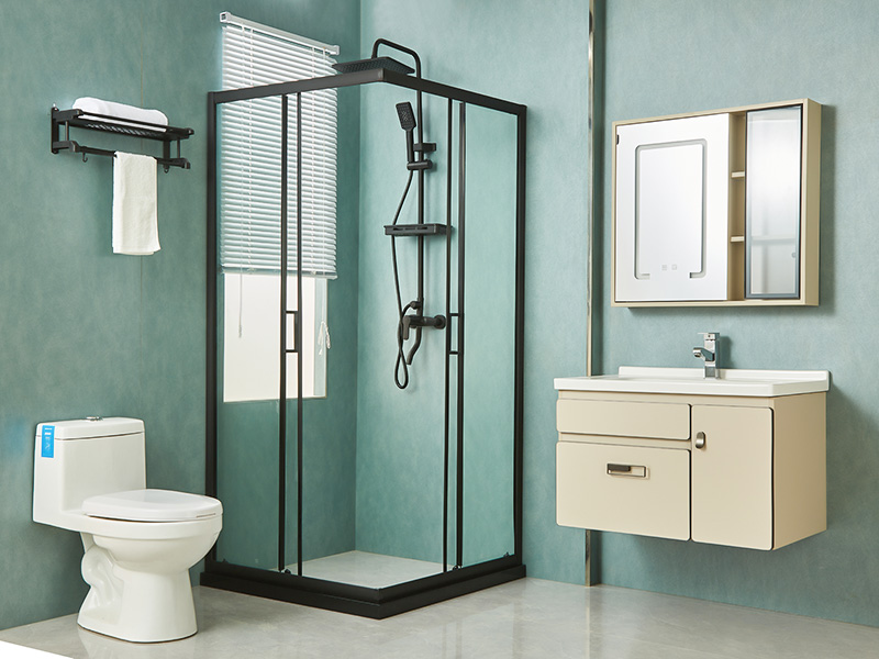 Box Doccia Scorrevole SQ, Vetro Temperato Trasparente, Profilo in Alluminio Nero, Maniglia Doppi Fori, Con Vassoio Box Doccia Scorrevole SQ, Vetro Temperato Trasparente, Profilo in Alluminio Nero, Maniglia Doppi Fori, Con Vassoio