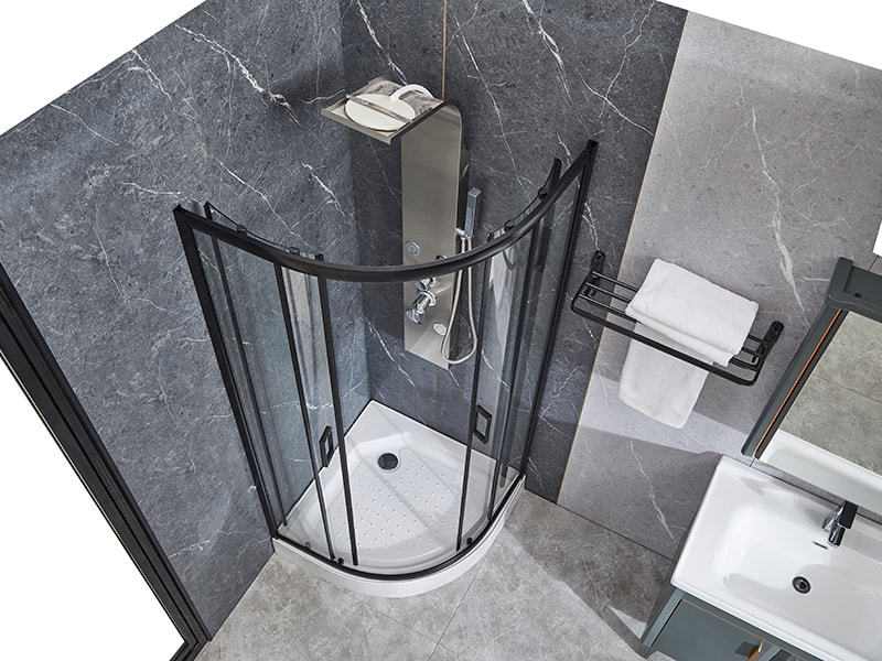 Porta Scorrevole In Vetro SE Per Box Doccia, Profilo In Alluminio Nero Porta Scorrevole In Vetro SE Per Box Doccia, Profilo In Alluminio Nero