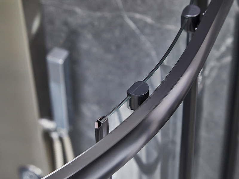 Porta Scorrevole In Vetro SE Per Box Doccia, Profilo In Alluminio Nero Porta Scorrevole In Vetro SE Per Box Doccia, Profilo In Alluminio Nero