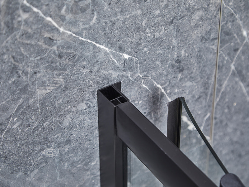 Porta Scorrevole In Vetro SE Per Box Doccia, Profilo In Alluminio Nero Porta Scorrevole In Vetro SE Per Box Doccia, Profilo In Alluminio Nero