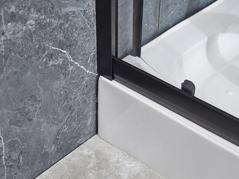 Porta Scorrevole In Vetro SE Per Box Doccia, Profilo In Alluminio Nero Porta Scorrevole In Vetro SE Per Box Doccia, Profilo In Alluminio Nero