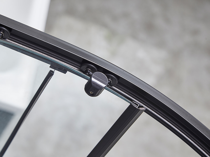 Porta Scorrevole In Vetro SE Per Box Doccia, Profilo In Alluminio Nero Porta Scorrevole In Vetro SE Per Box Doccia, Profilo In Alluminio Nero