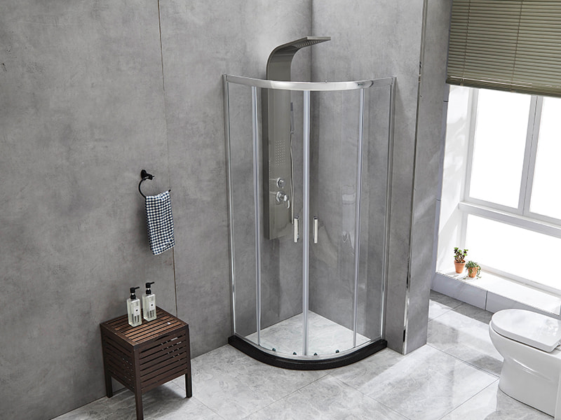 Box Doccia Scorrevole SE, Vetro Temperato Trasparente, Profilo in Alluminio Cromato, Maniglia Doppi Fori, Senza Vassoio Box Doccia Scorrevole SE, Vetro Temperato Trasparente, Profilo in Alluminio Cromato, Maniglia Doppi Fori, Senza Vassoio