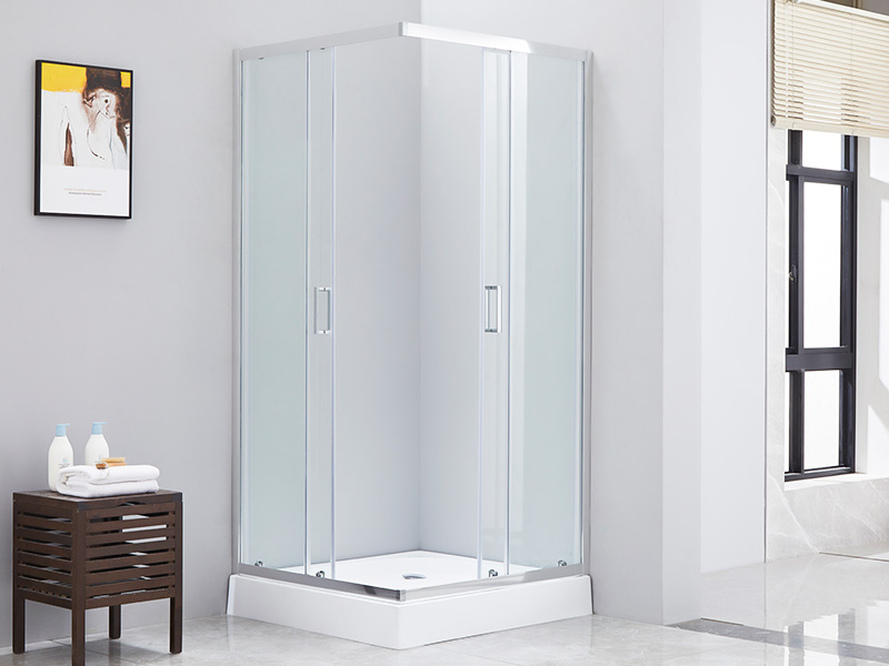 Box doccia scorrevole da bagno SQ in vetro temperato trasparente, con vassoio