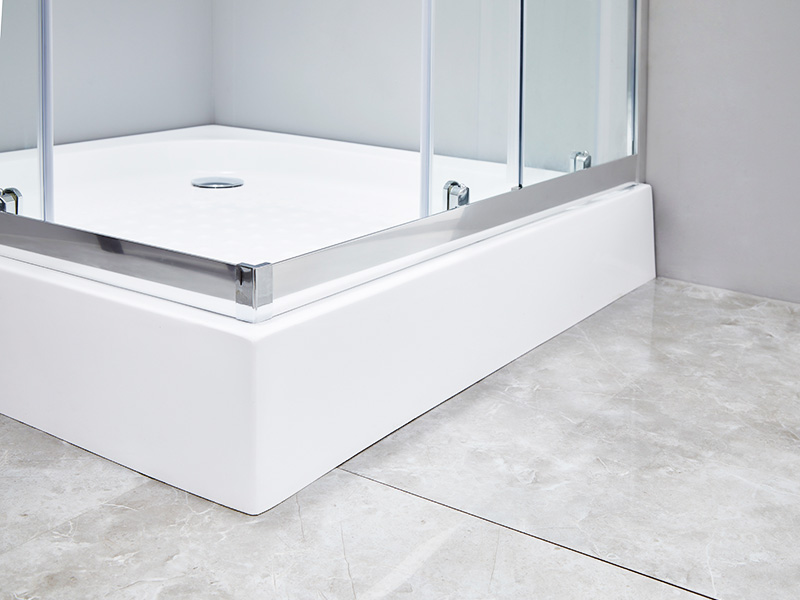 Box doccia scorrevole da bagno SQ in vetro temperato trasparente, con vassoio Box doccia scorrevole da bagno SQ in vetro temperato trasparente, con vassoio